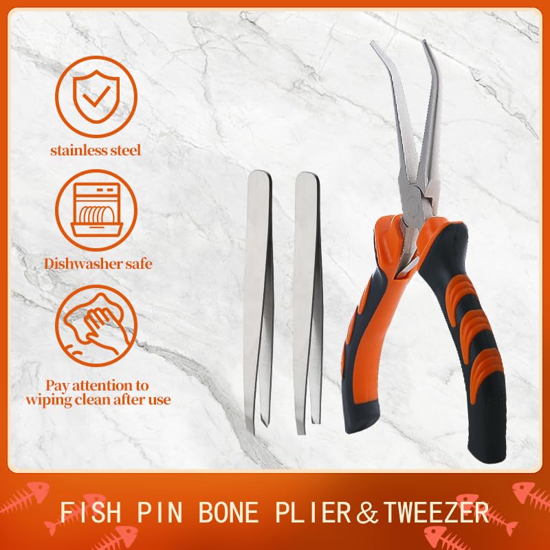 Fish Bone Pliers Tweezers 3pcs Fish Deboning Tools for All Kind of Fish Stainless Steel (3pcs)