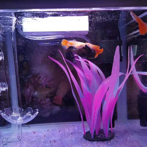 1Pcs Aquarium Decoration Pink Plants Simulation Artificial Water Grass Plastic Fish Tank Decor Plant Soft Silicone Glowing Kelp Ornament Aquarium Accessories,Pink,9.84in - color: Pink, size: 9.84in
