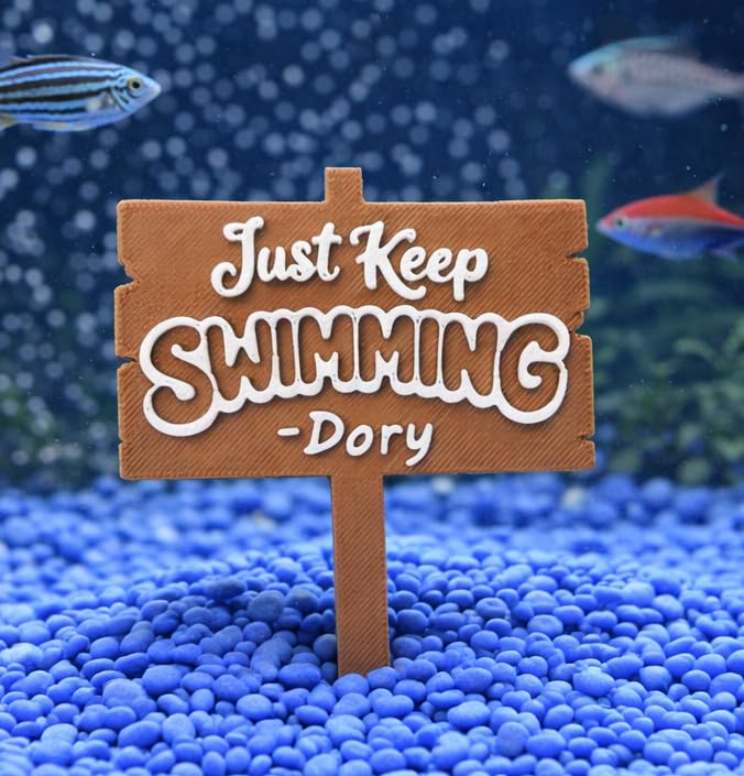 Funny Fish Tank Decor: Just Keep Swimming Aquarium Decor