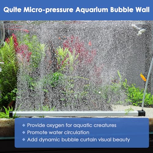 hygger Aquarium Bubble Strip, Nano Air Bubble Curtain Wall Aquarium, Quiet High Dissolved Oxygen Diffuser Fish Tank Bubbler Decorations Self-Sinking for Freshwater Saltwater (27.5 Inch) - size: 27.5 Inch