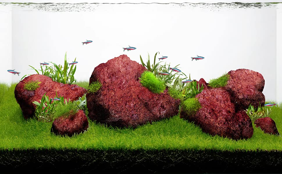 LANDEN Red Lava Stones (16lbs,3~10inch,11pcs) Aquarium Rock for Aquascaping Terrariums, Paludariums,Vivariums, Reptile and Amphibian Enclosures, Fish Tank Decoration Landscape Stone - size: 03 Red Lava Stones（3-10inch,16lbs）