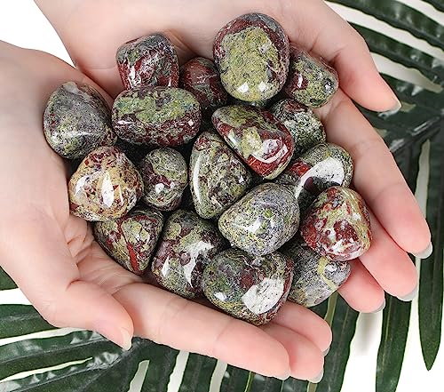 DUQGUHO Dragon Blood Stone Crystals Bulk Natural Irregular Polished Stones Tumbled Crystals Gemstone Rocks for Beginners Gift 200g - color: Blood Stone