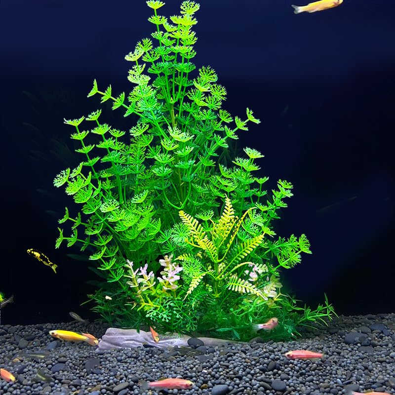 2 Pack Aquarium Decor Plastic Plants Extra Large Artificial Fish Tank Plants Tall Fish Tank Decorations- Green 12" Tall - color: Green