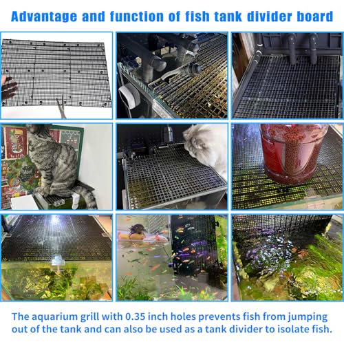 Adjustable Platic Grip Panel Aquarium Fish Tank Divider Filter Bottom DIY Plastic Grid Fish Tank Isolation Board Plastic Egg Crate Tray (Black, 4pcs 11.8X5.9 Inch with 0.15 Inch Hole) - color: Black, size: 4pcs 11.8X5.9 Inch with 0.15 Inch hole