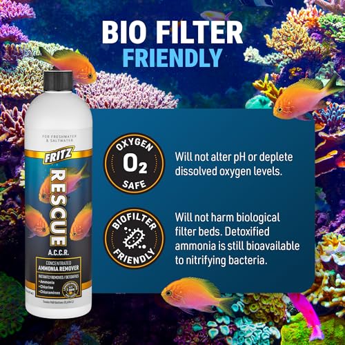 Fritz Aquatics ACCR Water Conditioner Instantly Removes Toxic Ammonia/Chlorine & Chloramines for Fresh & Salt Water Aquariums (16-Ounce) - size: 16 oz