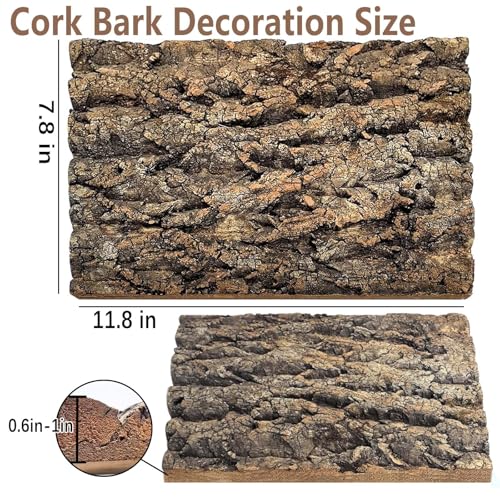 Tfwadmx 2PCS Thickened Cork Terrarium Bark Background, 11.8"x7.8" Natural Cork Bark for Reptiles Bearded Dragon Climbing Mat Reptile Climbing Wall Terrarium Background Decor for Lizard Gecko Snake - size: 2Pcs 7.87*11.81inch