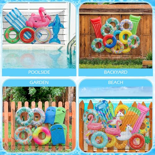 Aliceset 1/2/4 Pcs Pool Float Storage Net Bag Various Sizes Adjustable Swimming Pool Inflatable Toy Hanging Organizer Mesh Net Pouch Holder Reinforced Attaches to Poolside Fence - color: Black, size: 87 x 55"