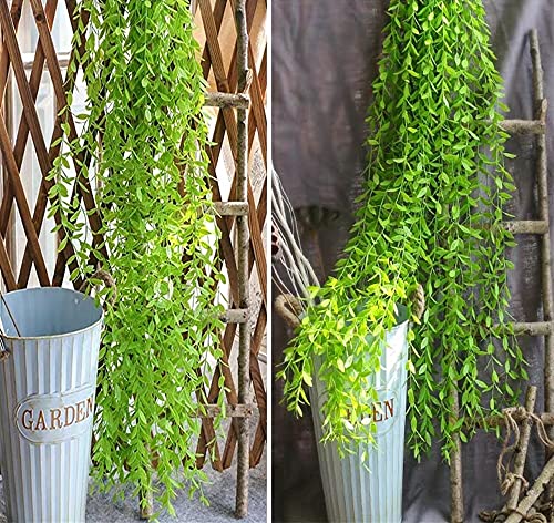 GBESTWOOW Artificial Willow Greenery Plant Fake Hanging Vine Plant for Home Decoration Pack of 2 - size: Weeping Willow-37Inch-2 Pcs