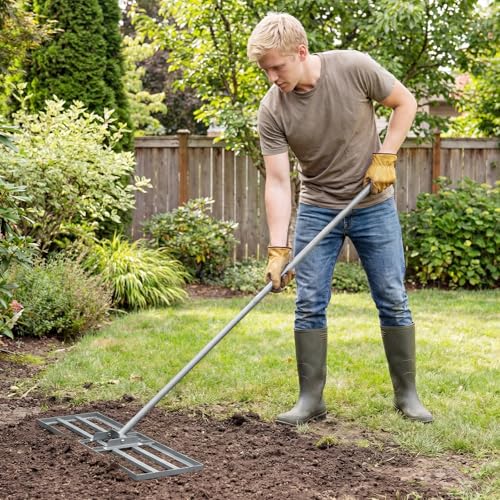 COSTWAY 30x10 Inch Lawn Leveling Rake, Soil Sand Dirt Leveling Tool, Ground Leveler for Yard, Landscape, Garden, Pasture (Silver, 30"x10") - color: Silver