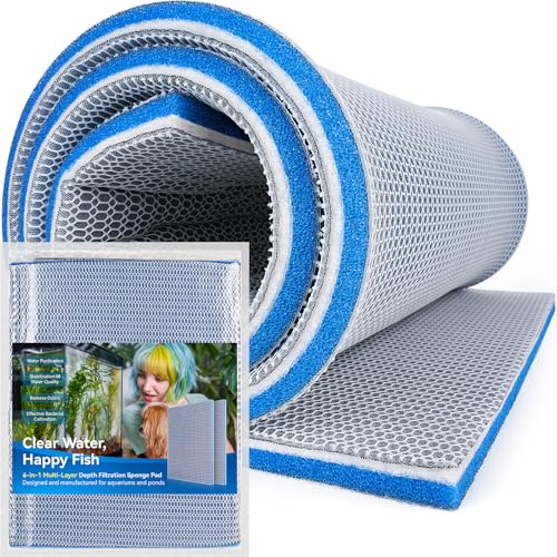 Borlech 8-Layer Fast-Acting Aquarium Filter Pad - Cut-to-Size Aquarium Floss Media for Fish Tank, Pond, Sump - Fast Water Polishing in Hours (47.24"x15.75"x0.6") - size: 47.24"x15.75"x0.6" (1 Pack)