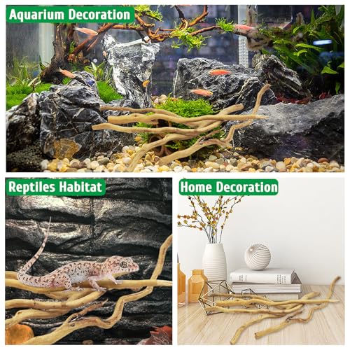 kathson Natural Driftwood for Aquarium, Red Moor Driftwood Mix 12''-16'' Long Driftwood for Decorations Aquarium Driftwood Assorted Shapes Natural Aquarium Decor Driftwood(100g,Delicate Branches)
