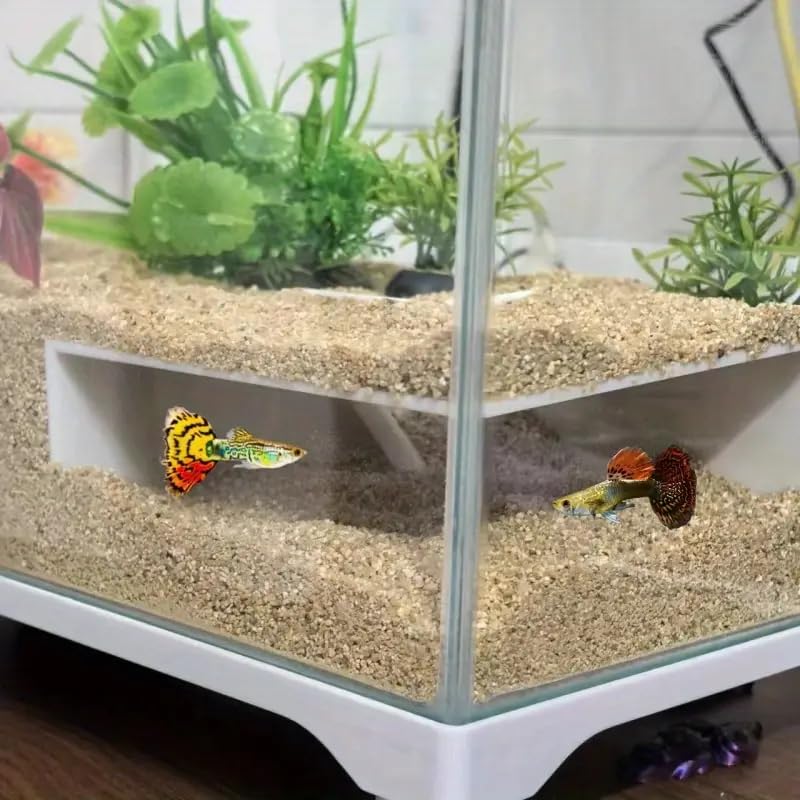 Aquarium Undergravel Fish Tunnel Hide Cave Corner Tank Decorations Under Gravel Viewing Tunnel Fish Cave for Aquarium Hideout (White,Style 8) - color: White, style: Style 8