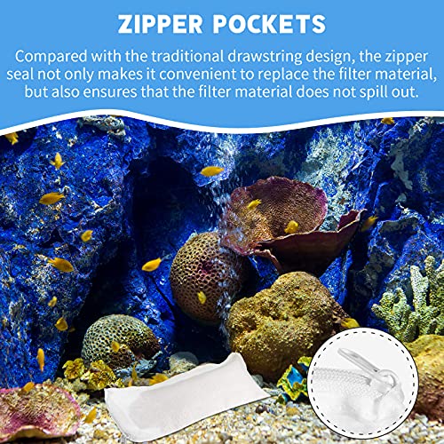 Tegeme 10 Pieces Small Aquarium Filter Media Bags with Zipper 3 x 8 Inch 150 Micrometre Fine Mesh Filter Media Bags for Fish Tank Activated Carbon Charcoal Fresh or Saltwater Tanks