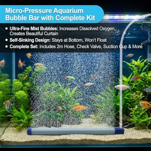 9.8 Inch Aquarium Bubble Strip, Bubble Curtain Wall Aquarium Air Stone Kit, Quiet Oxygen Diffuser, Fish Tank Bubbler Decorations for Freshwater Saltwater - size: 9.8 Inch