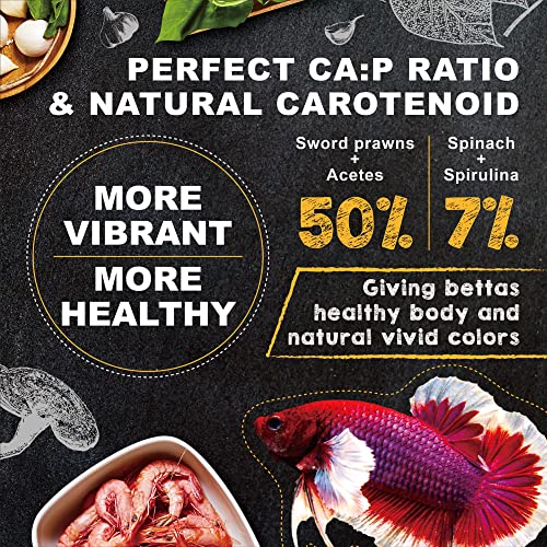 Ultra Fresh Betta Fish Food, Betta Pro Shrimp Patties, 50% Sword Prawns + Akiami Paste Shrimps, All Natural Protein, Rich in Vitamins, Healthy Development and Cleaner Water 0.7 oz - size: 0.7 Ounce (Pack of 1)