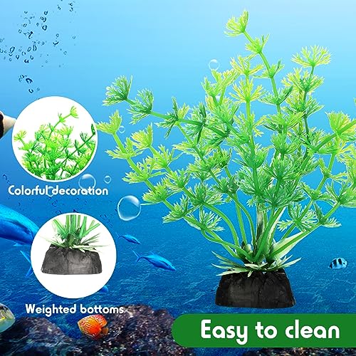 XunYee 100 Pcs Artificial Aquarium Plants, Plastic Fish Tank Decorations, 1.57 to 11.81 Inches Green Plants, Turtle Betta Accessories for Aquarium Home Office, 45 Styles