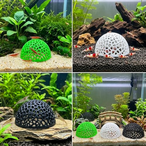 Shrimp Hides for Aquarium, 4-Piece Fish Tank Accessories Set, Aquarium Cave Hideout for Breeding and Shelter, Decorative Fish Tank Decorations with 4.1 Inch Diameter