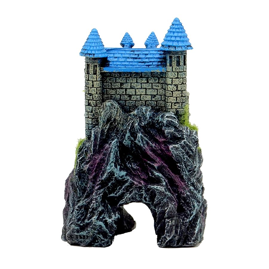 Blue Ribbon EE-1123 Exotic Environments Mountain Top Castle with Moss Aquarium Ornament - style: Castle with Moss