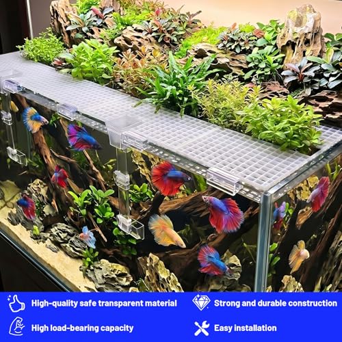 16 PCS Aquarium Lid Clips, 6mm Transparent Acrylic Rimless Fish Tank Glass Top Clips, Fish Tank Lid Hood Holder, Aquarium Support Clamps for Rimless Aquariums