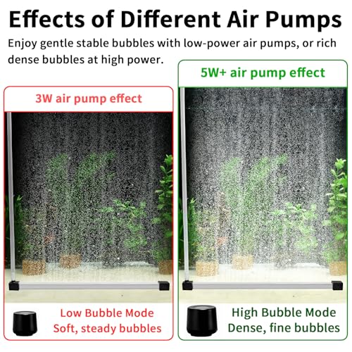 Aquarium Air Bubble Bar, 13.78 Inch Double Row Fine Mist Air Bubble Curtain Wall, Self-Sinking Fish Tank Air Diffuser Set, Enhanced Oxygen Bubble Strip for Freshwater Saltwater Hydroponics