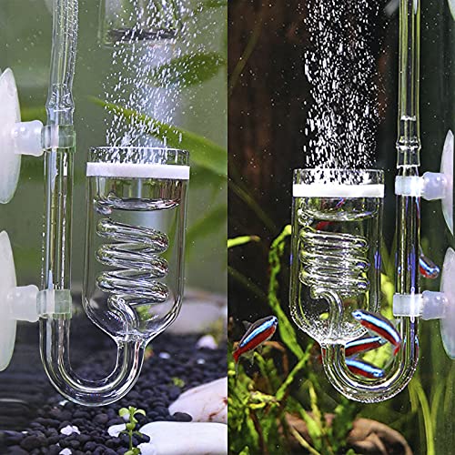 CO2 Diffuser Aquarium Glass Spiral CO2 Atomizer Diffuser Bubble Counter Check with Suction Cup for Aquarium Planted Fish Tank Supply Accessories