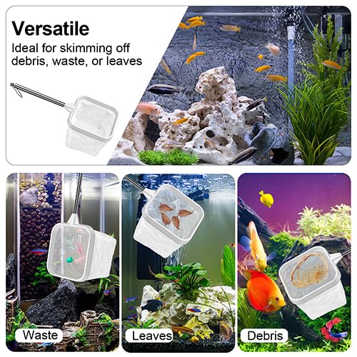 2-Pack White 3-Inch Aquarium Net – Small Fish Tank Tool for Shrimp & Bettas, Fast-Dry Mesh Scoop (Dual-Purpose Cleaner & Decor) by ViiWxx