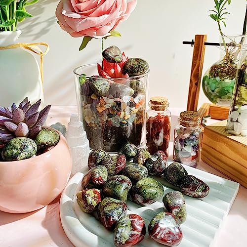 DUQGUHO Dragon Blood Stone Crystals Bulk Natural Irregular Polished Stones Tumbled Crystals Gemstone Rocks for Beginners Gift 200g - color: Blood Stone
