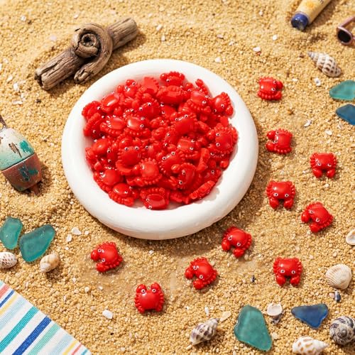 RoundFunny 100 Pcs Mini Resin Figurine Tiny Resin Models Small Fake Sea Creature Models for Early Education Teaching Aids, Boil Party Photo Props and Tabletop Decor (Crab)