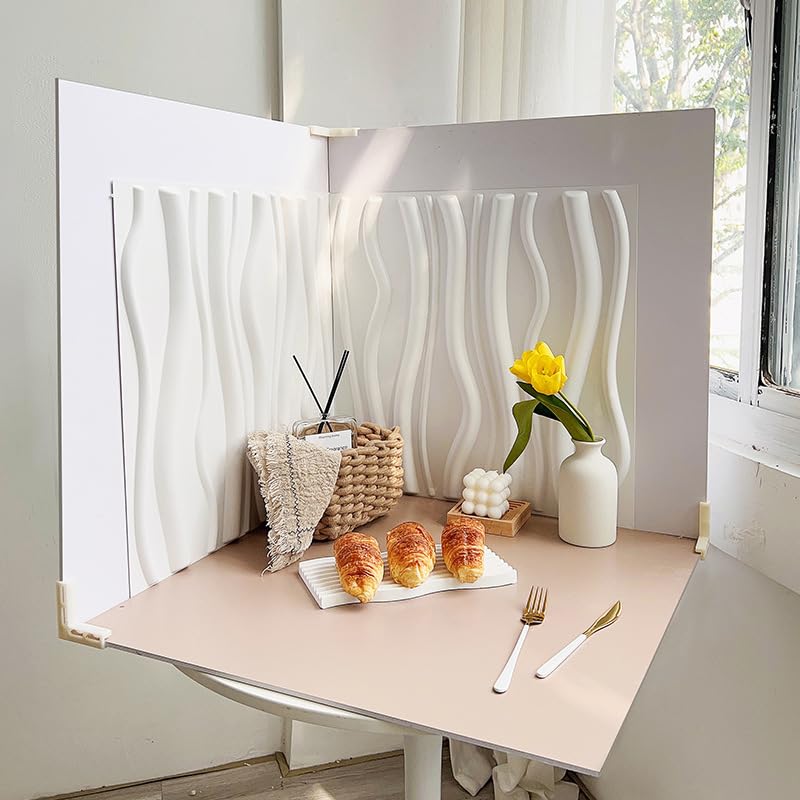 Large 3D Photo Backdrop Board: 5PCS 8Patterns Product Photography Props for Food Jewelry,Stereoscopic Background Table Top Small Shooting Kit (XL Size 24x24in) - color: White Coffee