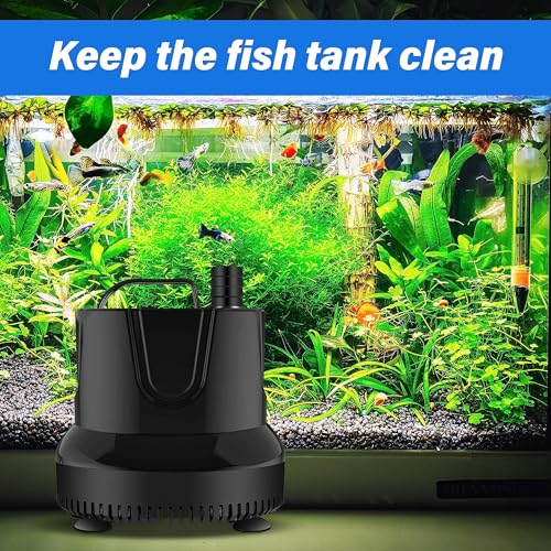 Simple Deluxe 660GPH Bottom Suction Submersible Water Pump 2500L/H 45W, 3 Nozzles with 8.2ft High Lift for Fish Tank, Pond, Aquarium, Hydroponics, Fountains - size: 660GPH-Standard