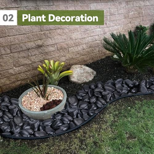 Pulovin 20 lbs Black Stones for Plants Indoor, 3-4 Inch Decorative River Rocks for Plants, Flower Pots, Vase, Polished Garden Stones for Outdoor Landscaping, Walkways, Yard - color: Black 3-4 Inch