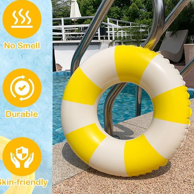 2 PCS Inflatable Pool Floats for Swimming Pool Party Lake Beach Adults - Floaties Pool Tubes Swim Rings Tubes Floaties for Beach Pool Party Decorations - color: Yellow, size: 29"