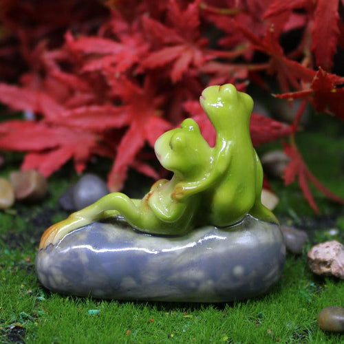 1Pc Cartoon Frog Bonsai Ornament - Creative Couple Design for Cross-Border Garden Micro Landscapes, Suitable as Succulent Planter Decor & Fish Tank Decoration, Whimsical Animal-Themed Accent