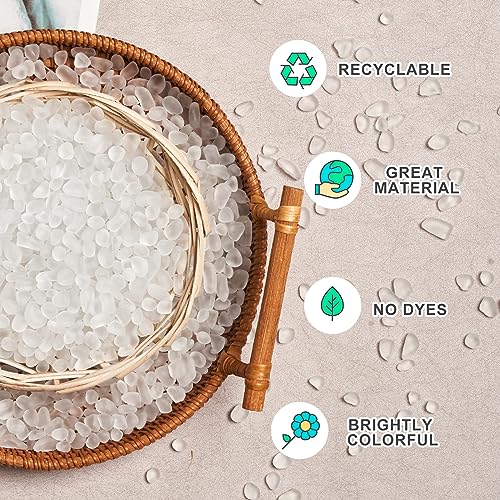 QEQEKAKA Sea Glass Stones for Crafts About 1LB (405g/14.28oz) White Glass Pebbles Gemstones Bulk for Aquarium Rocks Fish Tank Gravel Filler for Vases Centerpieces - color: White, size: 1LB (405g/14.28oz)