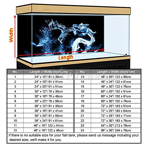Water Dragon Aquarium Background Poster HD Fish Tank Decorations Landscape (36" x 12"/ 91 x 30cm) - size: 36" x 12"/ 91 x 30cm