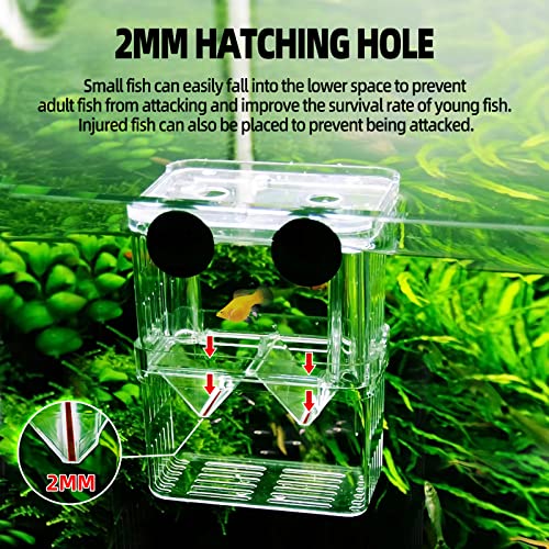 Boxtech Aquarium Fish Tank Hatchery Incubator Breeding Box, Acrylic White Breeder Isolation Divider Hatching Boxes Accessory Small Baby Fishes Shrimp Clownfish Guppy - size: M - 3.93*2.75*5.03 IN