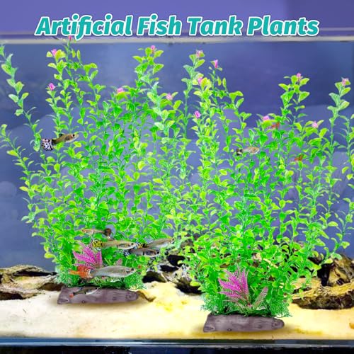 Hamiledyi Aquarium Plastic Plants Aquarium Decor Artificial Fish Tank Plants,Tall Fish Tank Decorations, Extra Large Aquarium Plant 20.4-inch Tall,2PCS - color: C*2 Pcs, size: 20.4 in