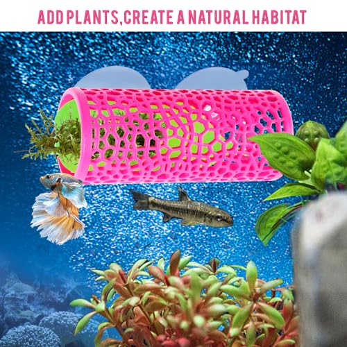 Abizoo Betta Fish Pink Tunnel Hideout for Aquarium Decoration Durable Hollow Design Easy to Clean Smooth Finish Enhances Habitat Comfort Fish Tank Accessory for Shrimp Guppies - color: Pink