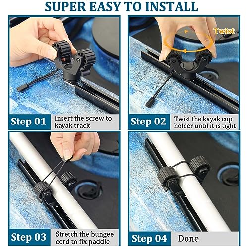 Huntury Kayak Paddle & Fishing Net Holder - Track Mount Accessories for Canoe, Paddle Board - style: 2023