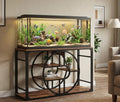 GarveeHome 55-75 Gallon Metal Aquarium Stand, Heavy-Duty Fish Tank Stand with Multi-Tier Storage Cabinet & Thickened Legs, Suitable for Turtle/Reptile Terrarium Aquatic Accessories Organizer