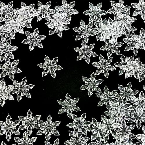 HappyFiller 114 PCS Clear Mini Acrylic Snowflake No Holes Vase Fillers,Table Scatters,Sensory Bin Filler Gems,Home Centerpieces,DIY Arts Crafts - color: Clear