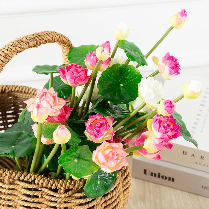 6 Pcs Water Lily Artificial Flower,10" Silk Plants Floating Flowers,Plastic Flowers Lotus Flowers,Realistic Fake Flowers Lotus Decor for Fish Tank Decoration Home Decor (Multicolor) - color: Multi Color
