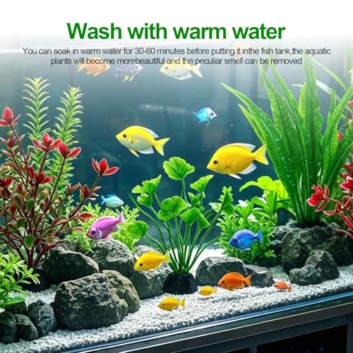 11 Pack Aquarium Plants, Fish Tank Decoration, Artificial Plastic Plants for Household and Office Aquarium