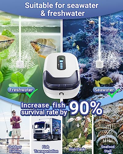 MoonOrange Aquarium Air Pump, Rechargeable Portable Oxygen Pump with Single/Dual Outlets, Quiet Aerator for Fish Tank up to 30/70 Gallon, Outdoor Fishing, Fish Transport and Power Cut. - style: 1W/AR-11