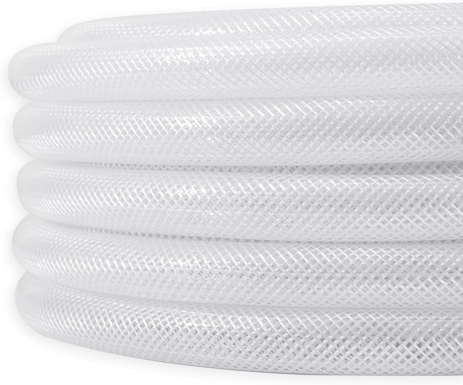 DAVCO 1" ID × 100 ft Heavy Duty Braided Clear Plastic Vinyl Tubing, Flexible High Pressure Reinforced PVC Vinyl Tube Hose, Non-toxic, BPA Free - size: 1"ID, style: 100 Feet