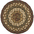 VHC Brands Tea Cabin Jute 8 inch Trivet Log Cabin Country Rustic Lodge Kitchen Tabletop Design, Moss Green and Deep Red - size: 8" Trivet
