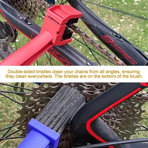 Ziciner 2 PCS Bike or Motorcycle Chain Washer, Motorcycle Chain Gear Dirt Clean Brushes, Universal Bicycle Chain Cleaning Brush Tool for Mountain Bike Heavy Duty Motorcycle (1 Red+ 1 Blue) - color: 1 Red+1 Blue