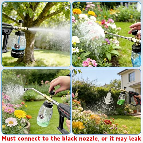 Tool Daily Chemical Injector for Pressure Washer, Adjustable Chemical Injector Bottle with Straw, 3 Curved Rods, Black Soap Nozzle, 1/4” Quick Connect, 3600 PSI - style: Injector with 3 Rods