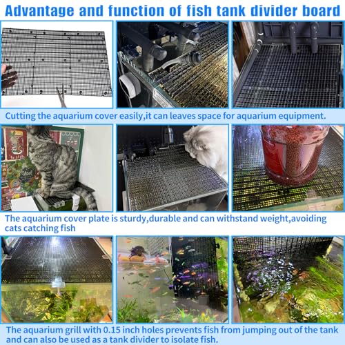 Plastic Egg Crate Grip Panel Fish Tank Divider Aquarium Divider Filter Bottom Fish Tank Isolation Board Egg Crate Tray (Black, 12pcs 11.8X5.9 Inch with 0.15 Inch Hole) - color: Black, size: 12pcs 11.8X5.9 Inch with 0.15 Inch hole