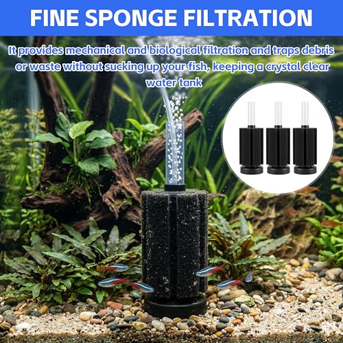 Aquarium Sponge Filter Fish Tank Filters for Fish Tank up to 20 Gallon 3-Pack